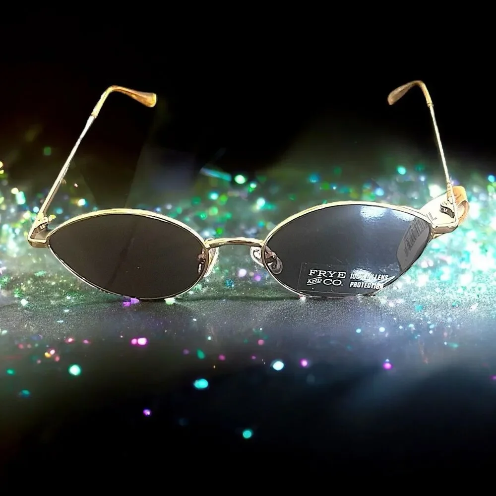 FRYE & CO Metal Almond Sunglasses in Shiny Gold NWOB